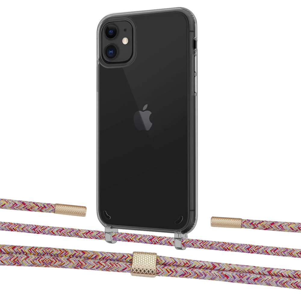 

Чехол Upex Crossbody Protection Case для iPhone 11 Dark with Twine Mulberry and Fausset Gold