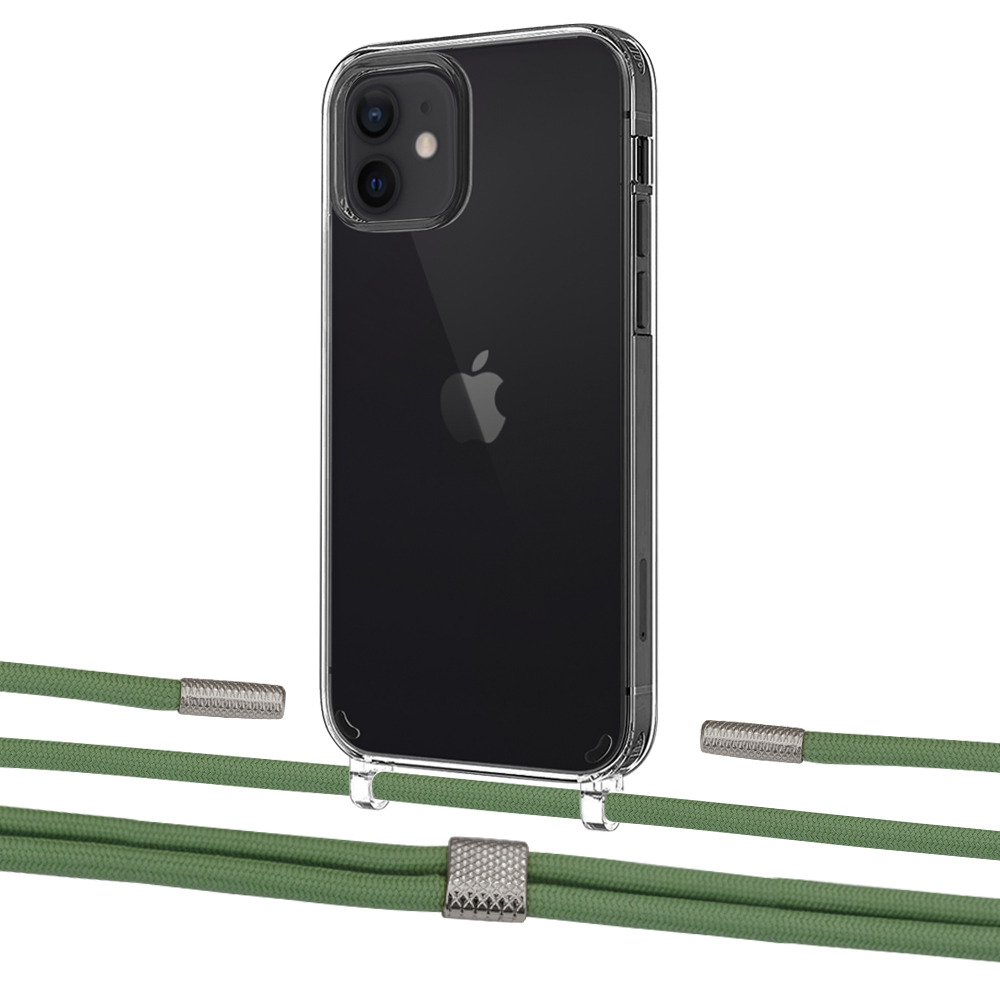 

Чехол Upex Crossbody Protection Case для iPhone 12 mini Crystal with Twine Mint and Fausset Silver