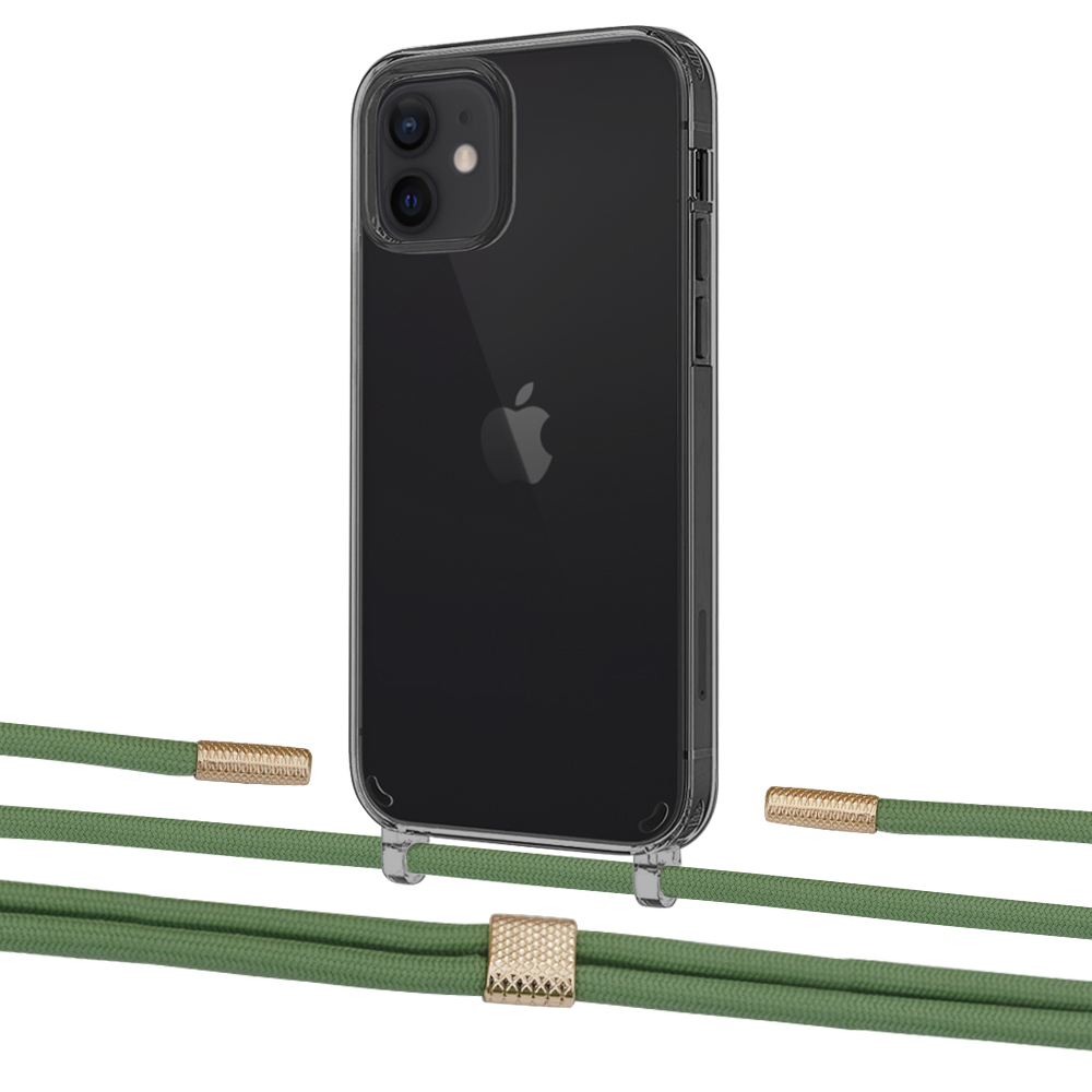 

Чехол Upex Crossbody Protection Case для iPhone 12 mini Dark with Twine Mint and Fausset Gold