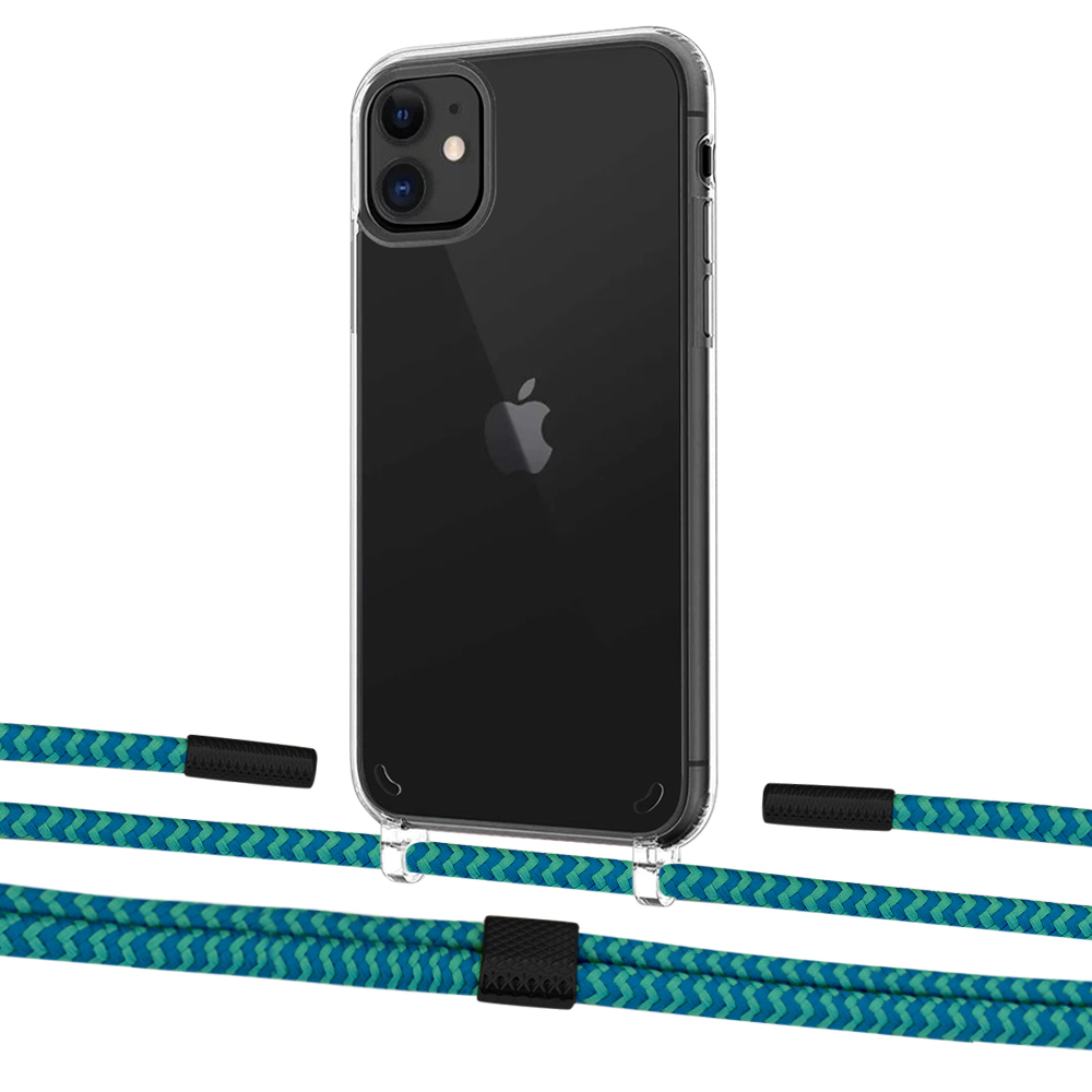 

Чехол Upex Crossbody Protection Case для iPhone 11 Crystal with Twine Cyan and Fausset Matte Black