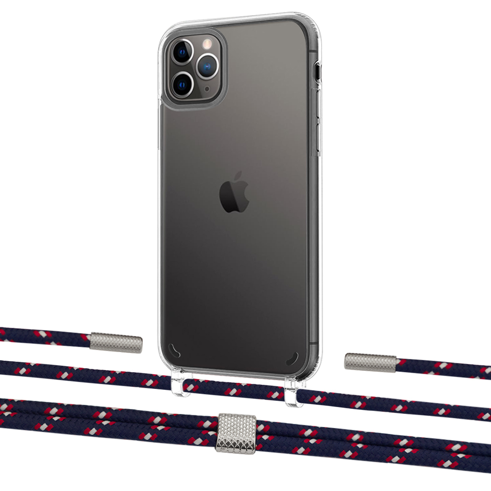 

Чехол Upex Crossbody Protection Case для iPhone 11 Pro Max Crystal with Twine Blue Marine and Fausset Silver
