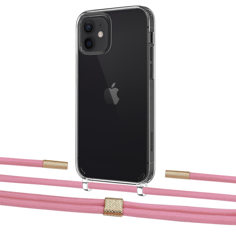 

Чехол Upex Crossbody Protection Case для iPhone 12 mini Crystal with Twine Coral and Fausset Gold