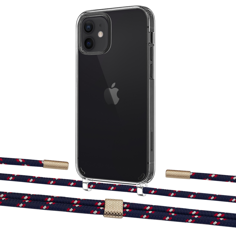 

Чехол Upex Crossbody Protection Case для iPhone 12 mini Crystal with Twine Blue Marine and Fausset Gold