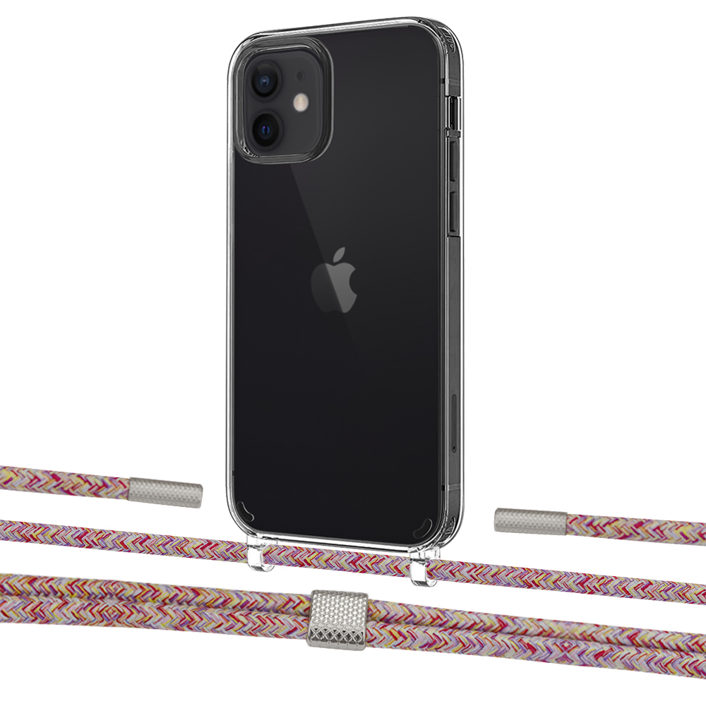 

Чехол Upex Crossbody Protection Case для iPhone 12 mini Crystal with Twine Mulberry and Fausset Silver