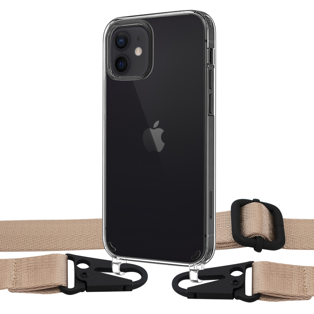 

Чехол Upex Crossbody Protection Case для iPhone 12 | 12 Pro Crystal with Harness Champagne