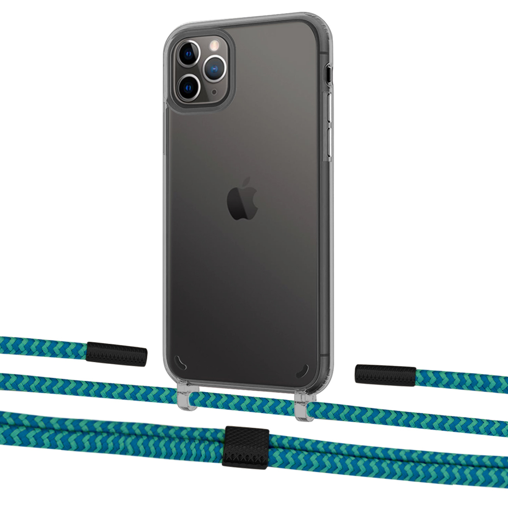 

Чехол Upex Crossbody Protection Case для iPhone 11 Pro Dark with Twine Cyan and Fausset Matte Black