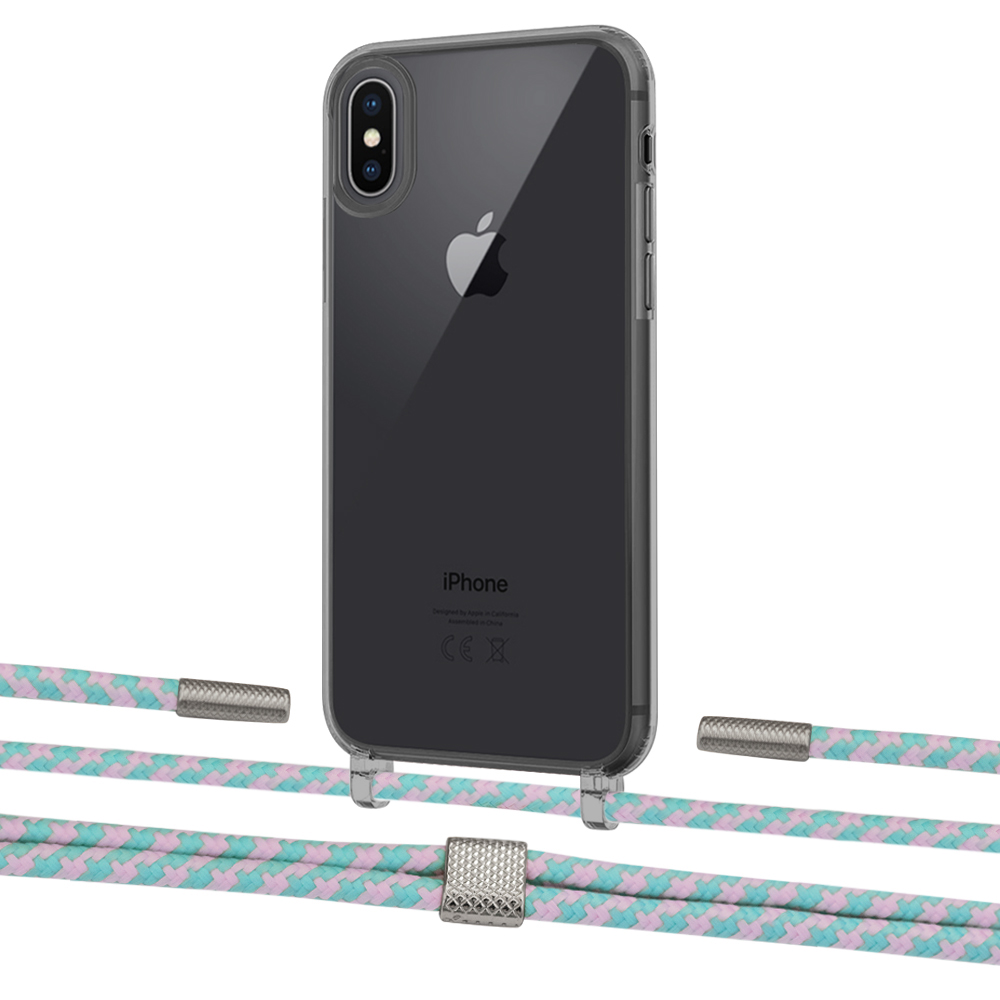 

Чехол Upex Crossbody Protection Case для iPhone XS Max Dark with Twine Turquoise and Fausset Silver