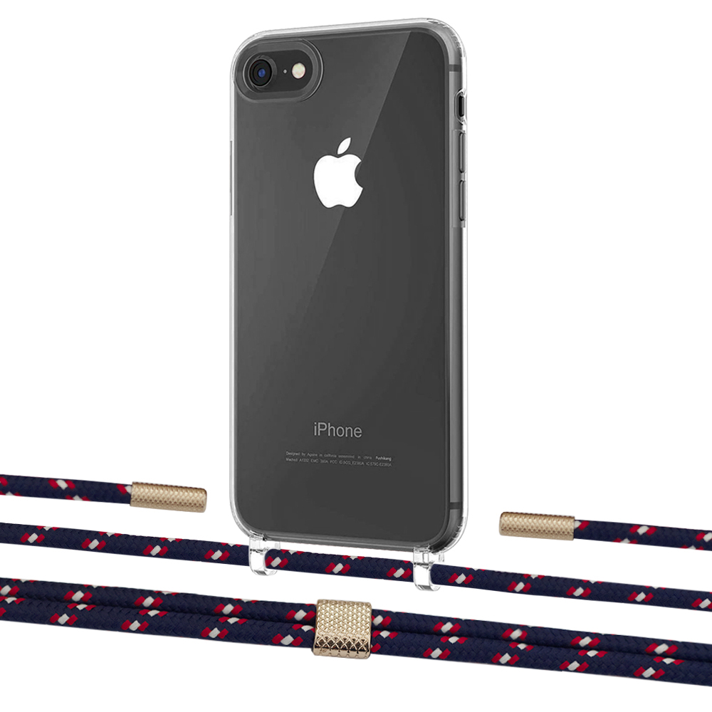 

Чехол Upex Crossbody Protection Case для iPhone SE 2020 | 8 | 7 Crystal with Twine Blue Marine and Fausset Gold