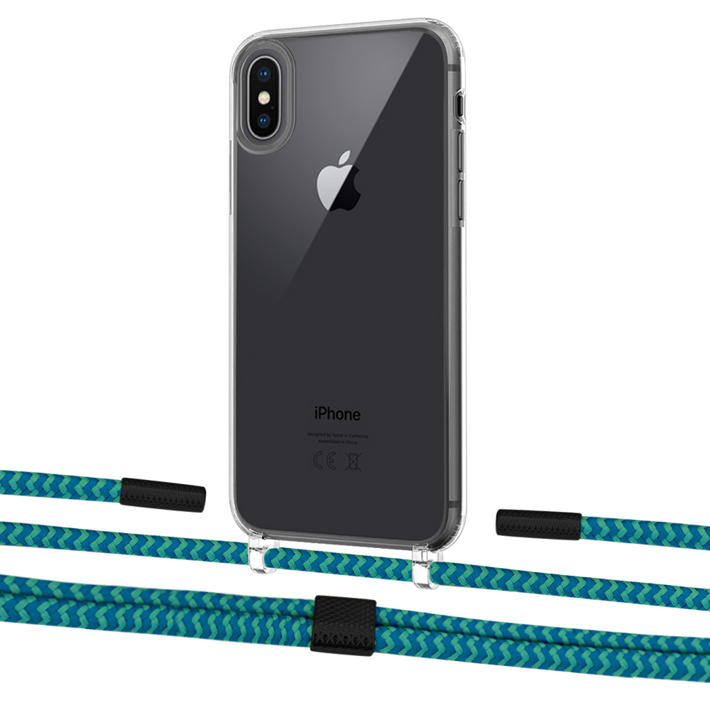 

Чехол Upex Crossbody Protection Case для iPhone XS Max Crystal with Twine Cyan and Fausset Matte Black