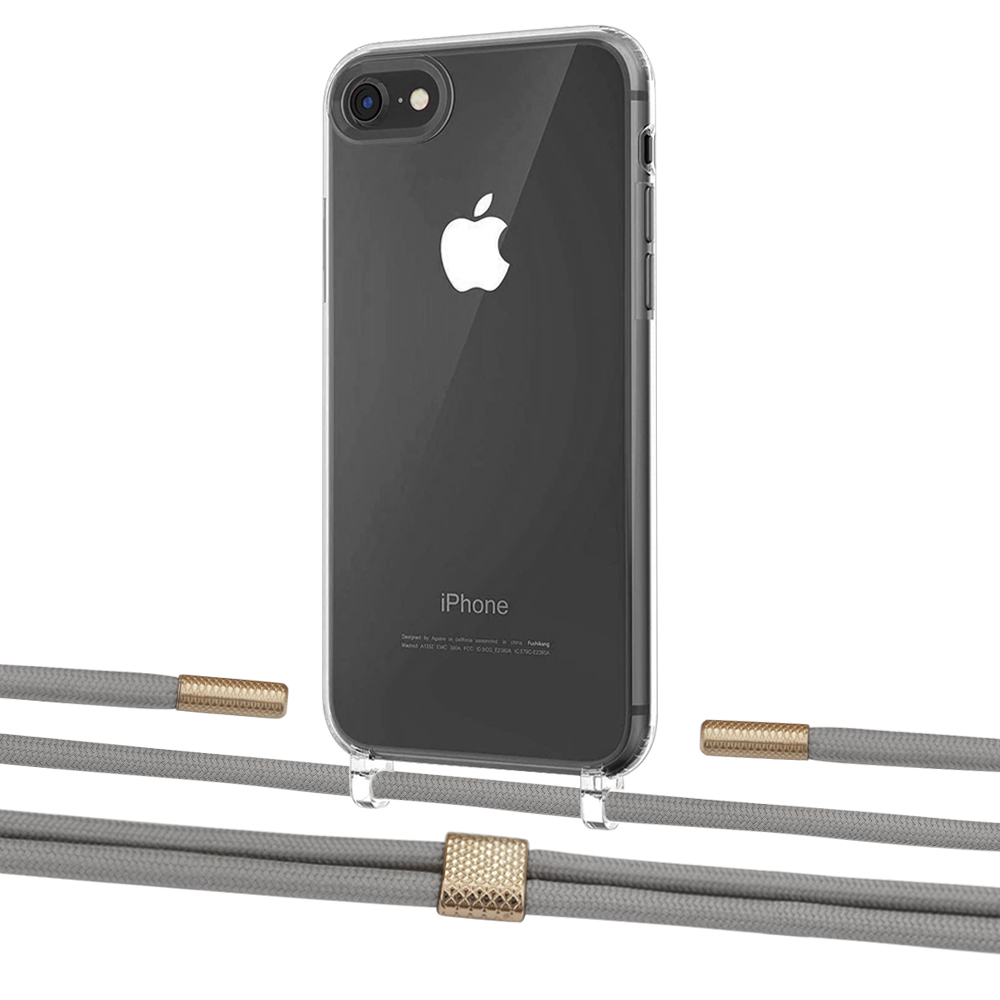 

Чехол Upex Crossbody Protection Case для iPhone SE 2020 | 8 | 7 Crystal with Twine Gray and Fausset Gold