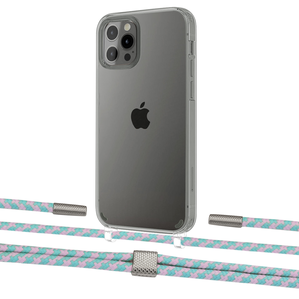 

Чехол Upex Crossbody Protection Case для iPhone 12 Pro Max Crystal with Twine Turquoise and Fausset Silver