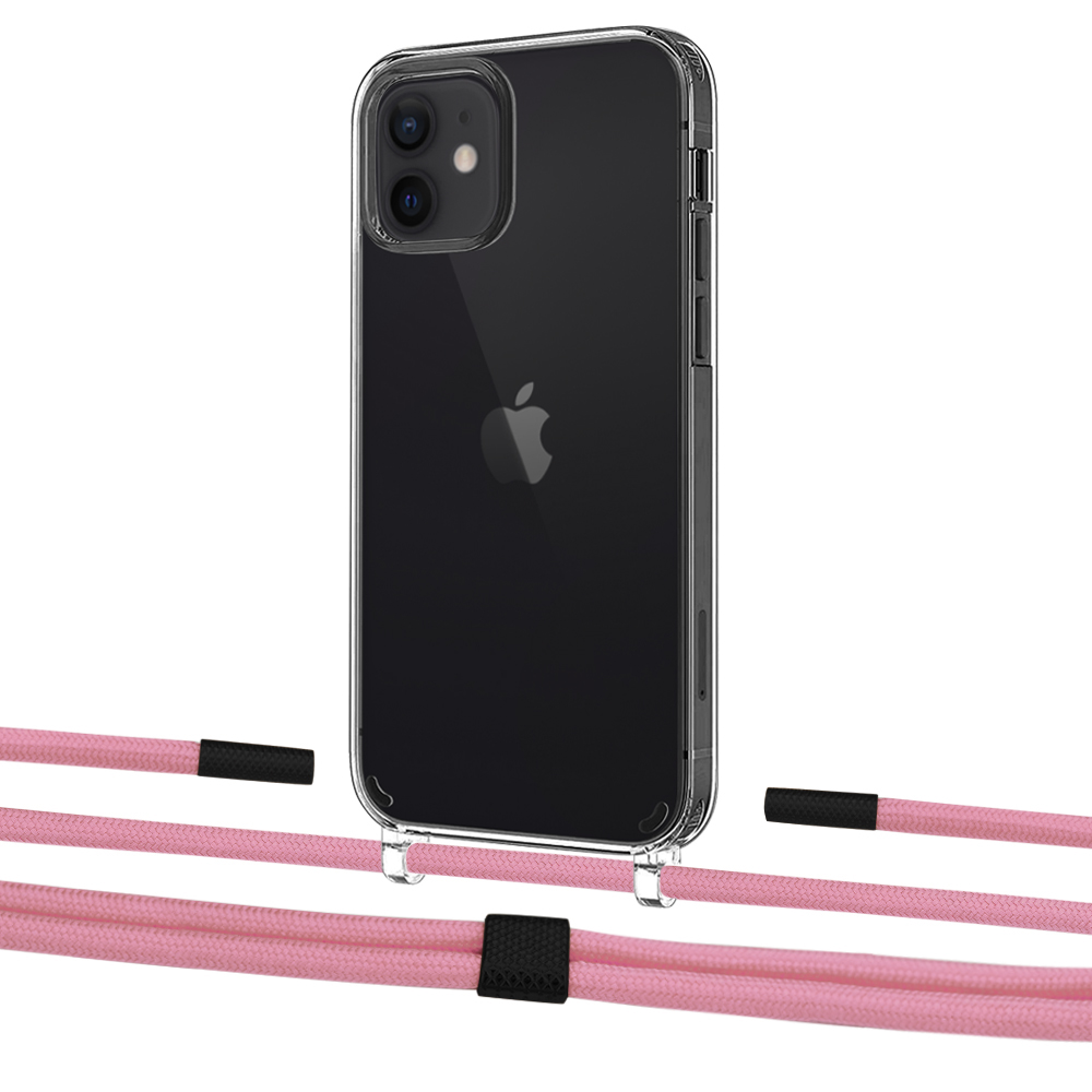 

Чехол Upex Crossbody Protection Case для iPhone 12 | 12 Pro Crystal with Twine Coral and Fausset Matte Black