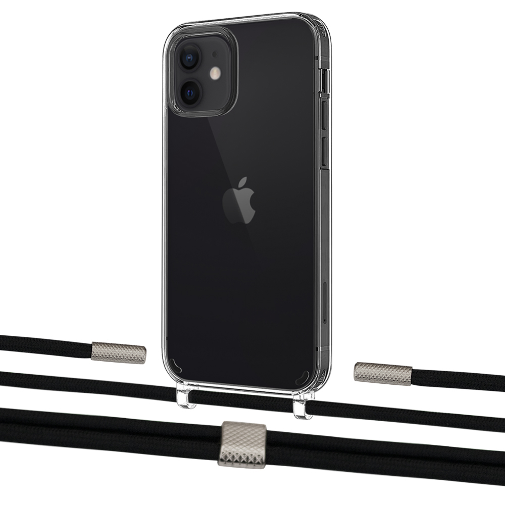 

Чехол Upex Crossbody Protection Case для iPhone 12 mini Crystal with Twine Black and Fausset Silver