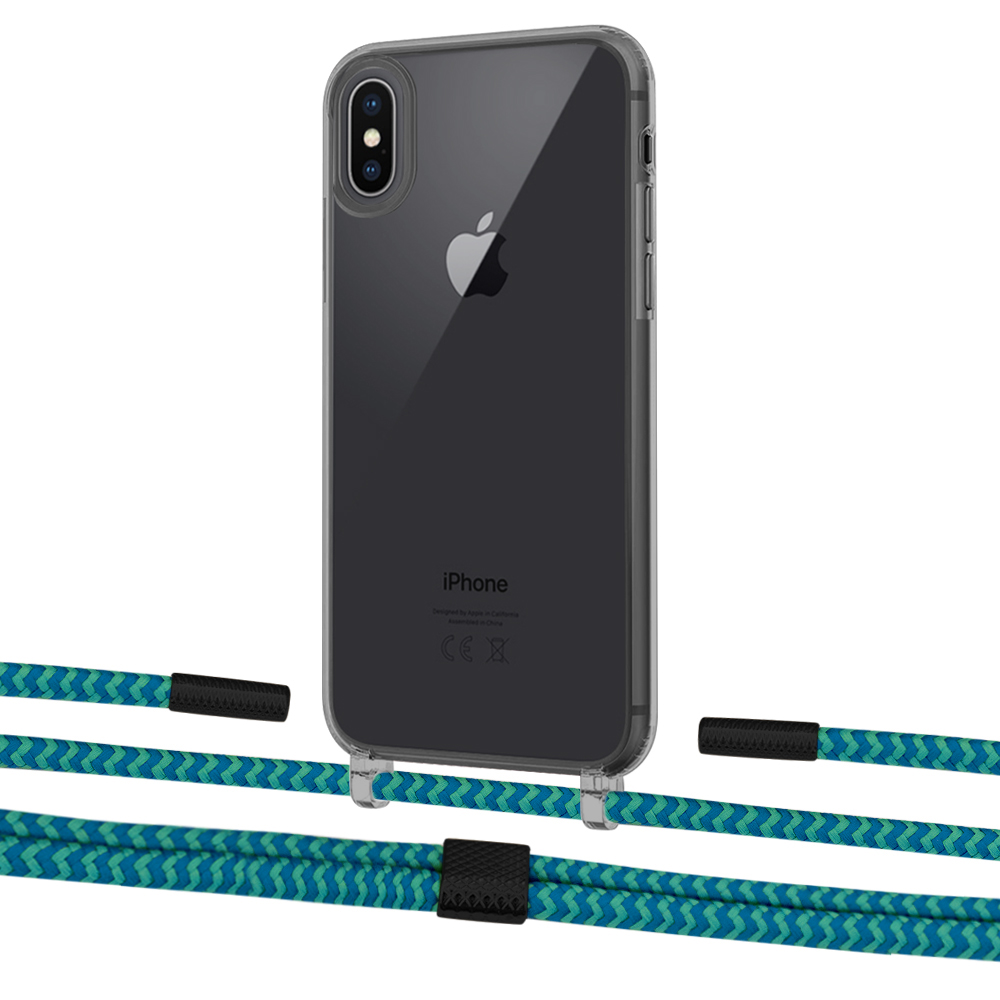 

Чехол Upex Crossbody Protection Case для iPhone XS Max Dark with Twine Cyan and Fausset Matte Black