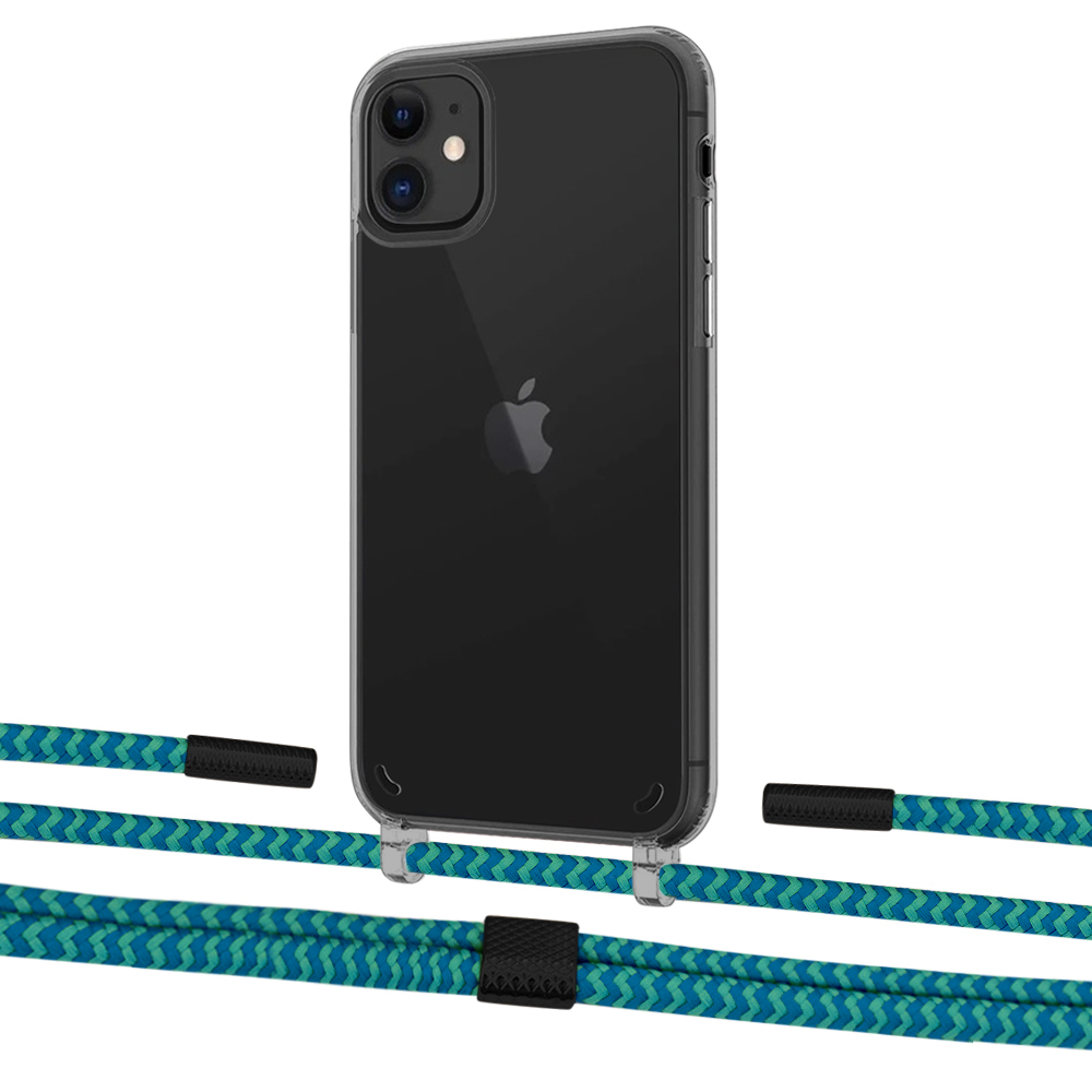 

Чехол Upex Crossbody Protection Case для iPhone 11 Dark with Twine Cyan and Fausset Matte Black