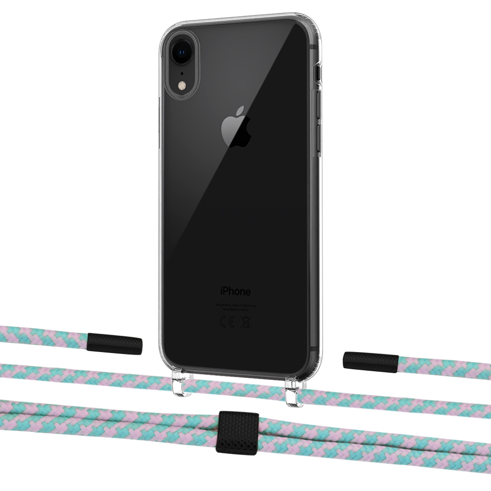 

Чехол Upex Crossbody Protection Case для iPhone XR Crystal with Twine Turquoise and Fausset Matte Black