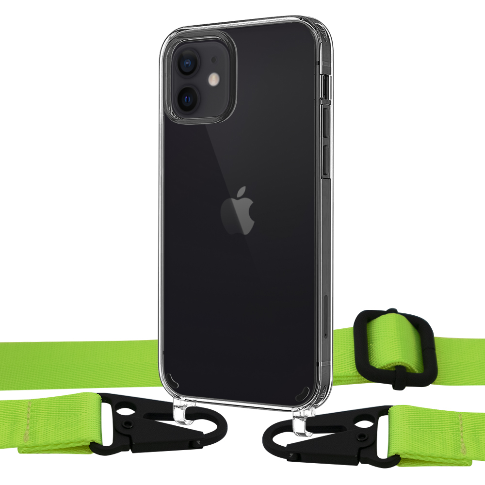 

Чехол Upex Crossbody Protection Case для iPhone 12 | 12 Pro Crystal with Harness Toxic Green