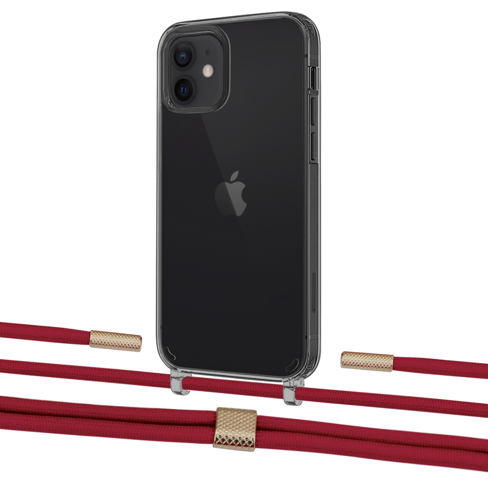 

Чехол Upex Crossbody Protection Case для iPhone 12 | 12 Pro Dark with Twine Red and Fausset Gold