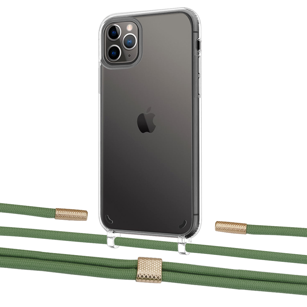 

Чехол Upex Crossbody Protection Case для iPhone 11 Pro Max Crystal with Twine Mint and Fausset Gold