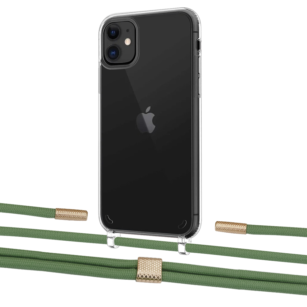 

Чехол Upex Crossbody Protection Case для iPhone 11 Crystal with Twine Mint and Fausset Gold