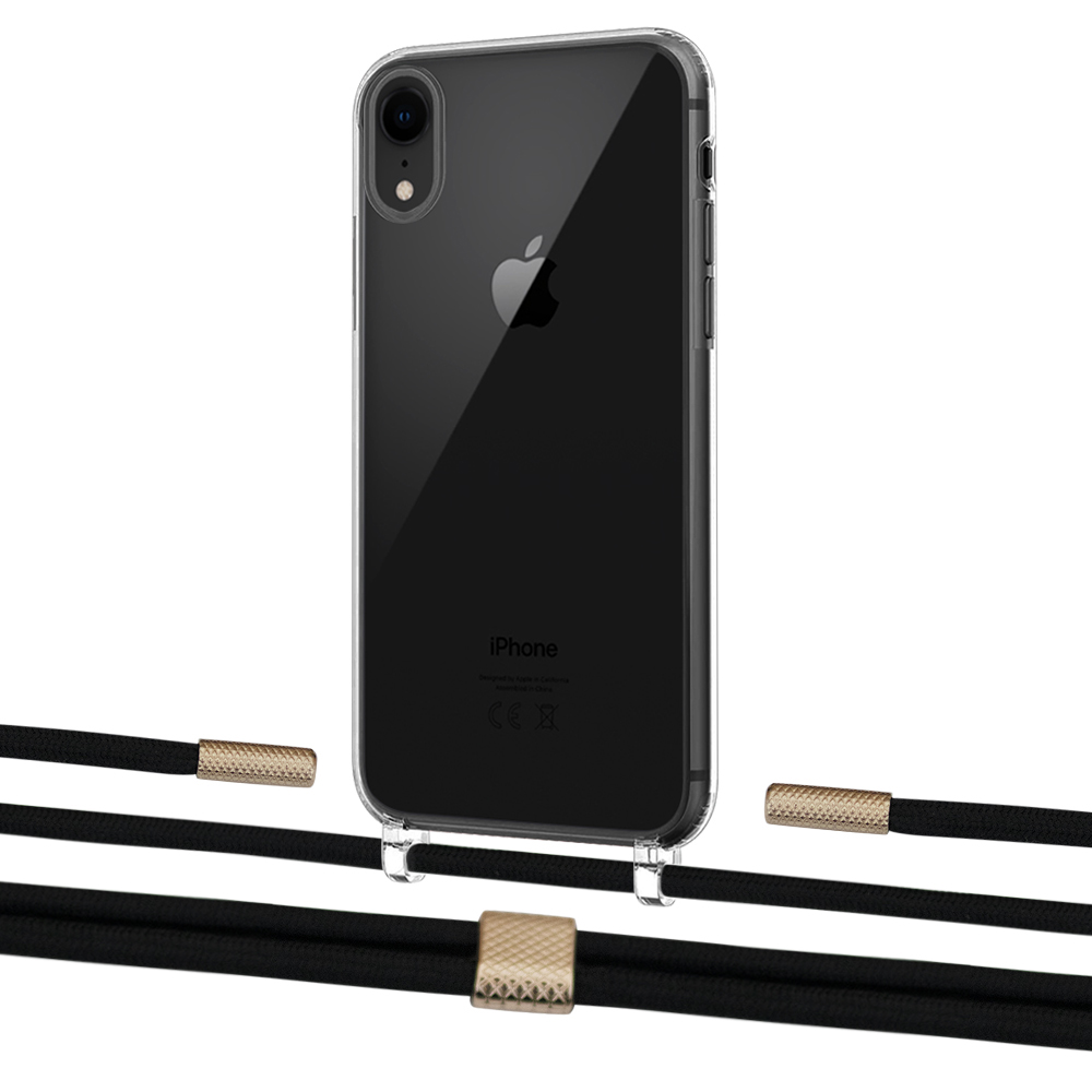 

Чехол Upex Crossbody Protection Case для iPhone XR Crystal with Twine Black and Fausset Gold