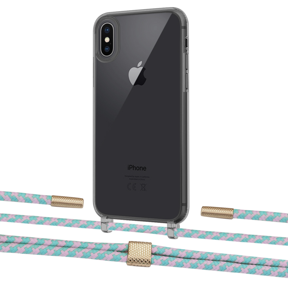 

Чехол Upex Crossbody Protection Case для iPhone XS Max Dark with Twine Turquoise and Fausset Gold