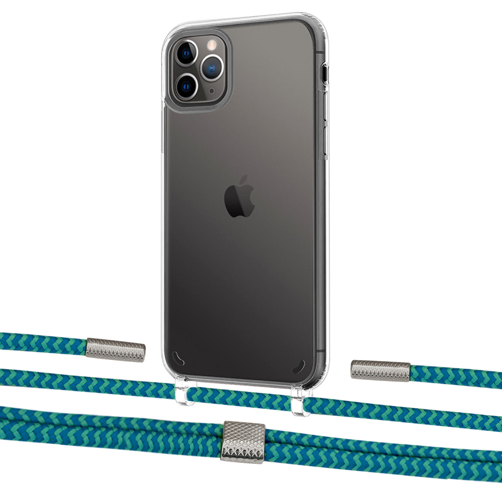 

Чехол Upex Crossbody Protection Case для iPhone 11 Pro Max Crystal with Twine Cyan and Fausset Silver
