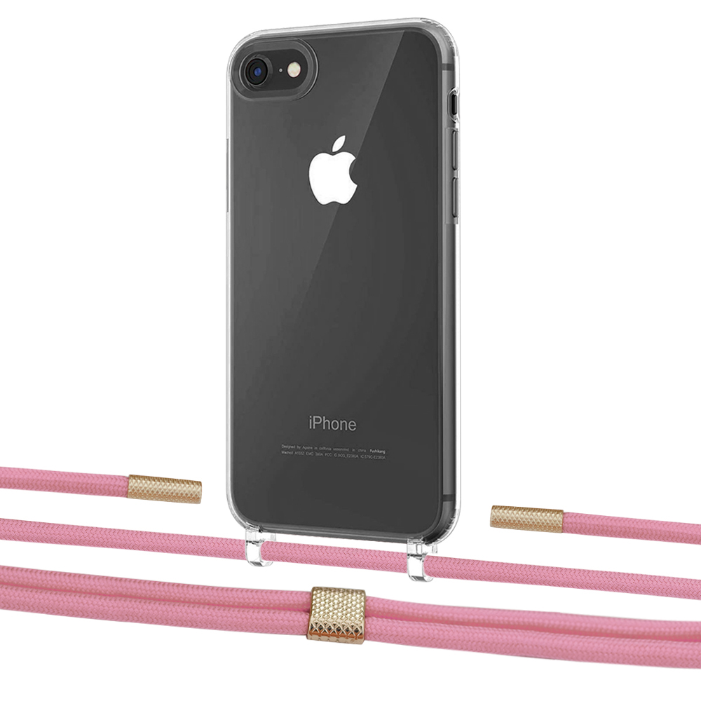 

Чехол Upex Crossbody Protection Case для iPhone SE 2020 | 8 | 7 Crystal with Twine Coral and Fausset Gold