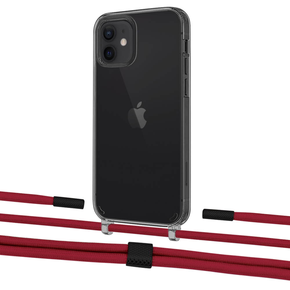 

Чехол Upex Crossbody Protection Case для iPhone 12 mini Dark with Twine Red and Fausset Matte Black