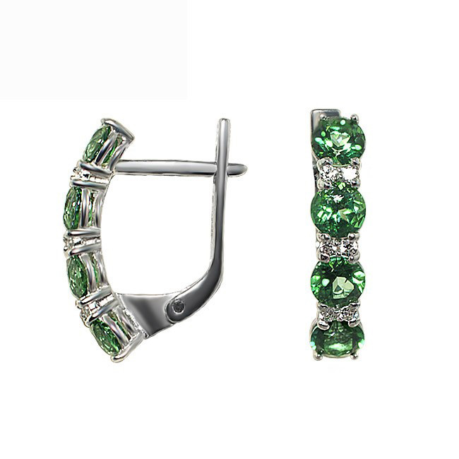 

Серьги с зелеными топазами Swarovski Веночек счастья