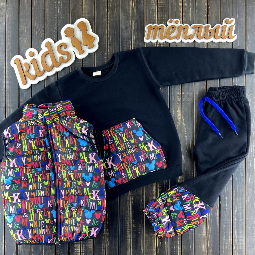 

Комплект (жилетка + кофта + штаны) Микки Маус Marka 948-2 98 см черный