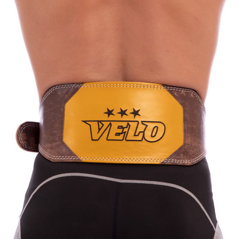 

Пояс атлетический кожаный Velo My Fit 8181 размер M Brown-Yellow