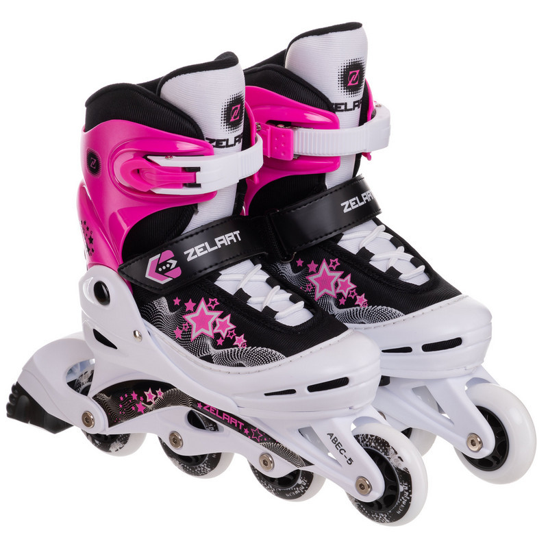 

Роликовые коньки раздвижные Zelart My Go 2925 размер 34-37 Black-White-Pink