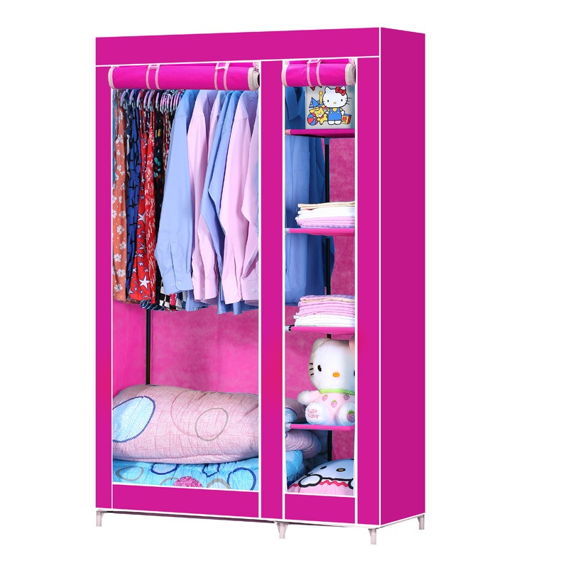 

Складной тканевый шкаф для хранения одежды с полками Storage Wardrobe 68110 Розовый