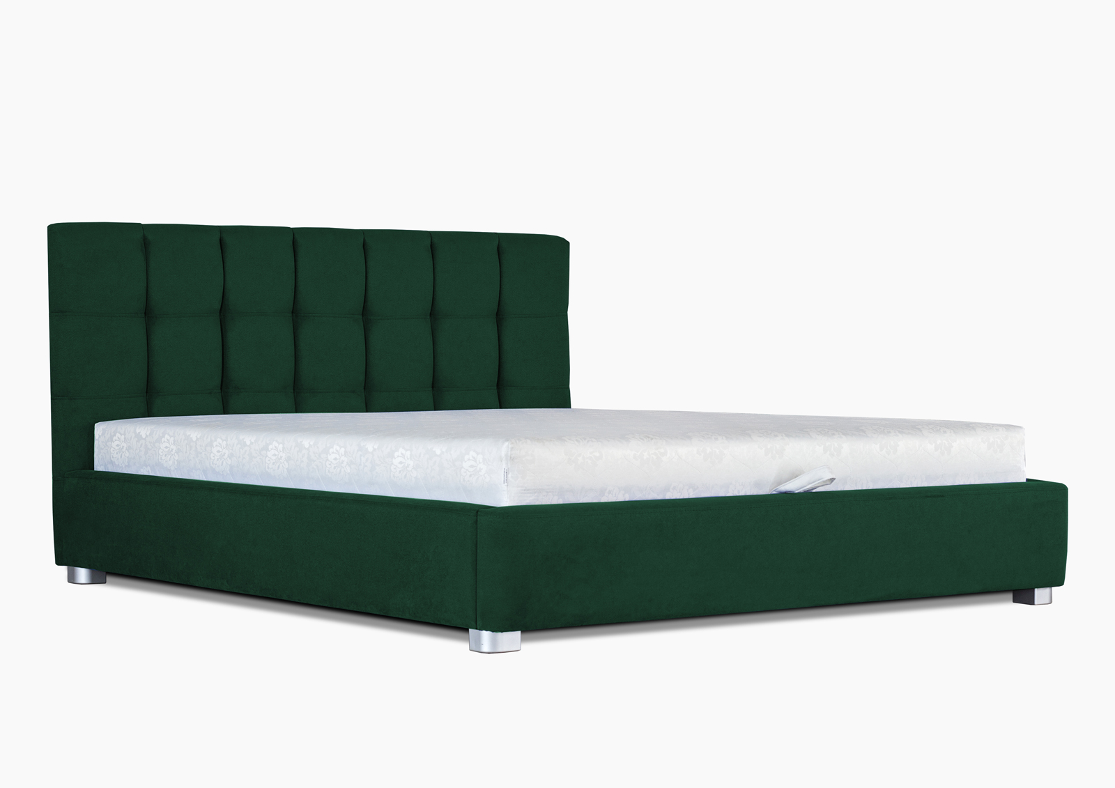 

Кровать двуспальная с металлическим каркасом и мягким изголовьем из ДСП и ДВП 160х200 Верона обивка ткань темно-зеленый Eurosof (без матраса и ниши)