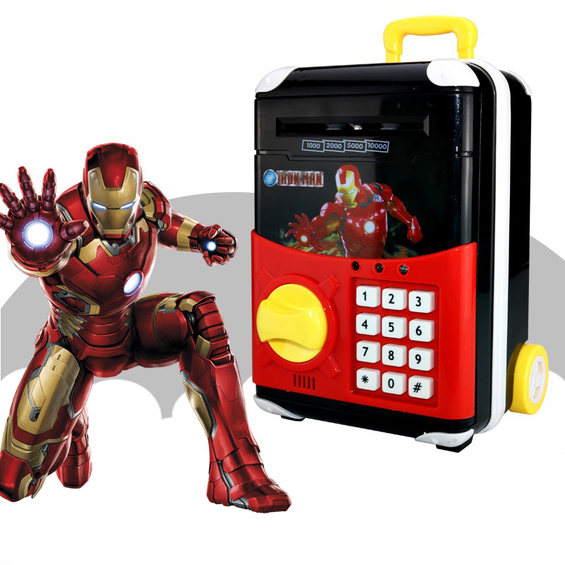 

Игрушечный детский сейф IQToy Супергерои Iron Man Железный Человек чемодан на колесах копилка с электронным кодовым замком