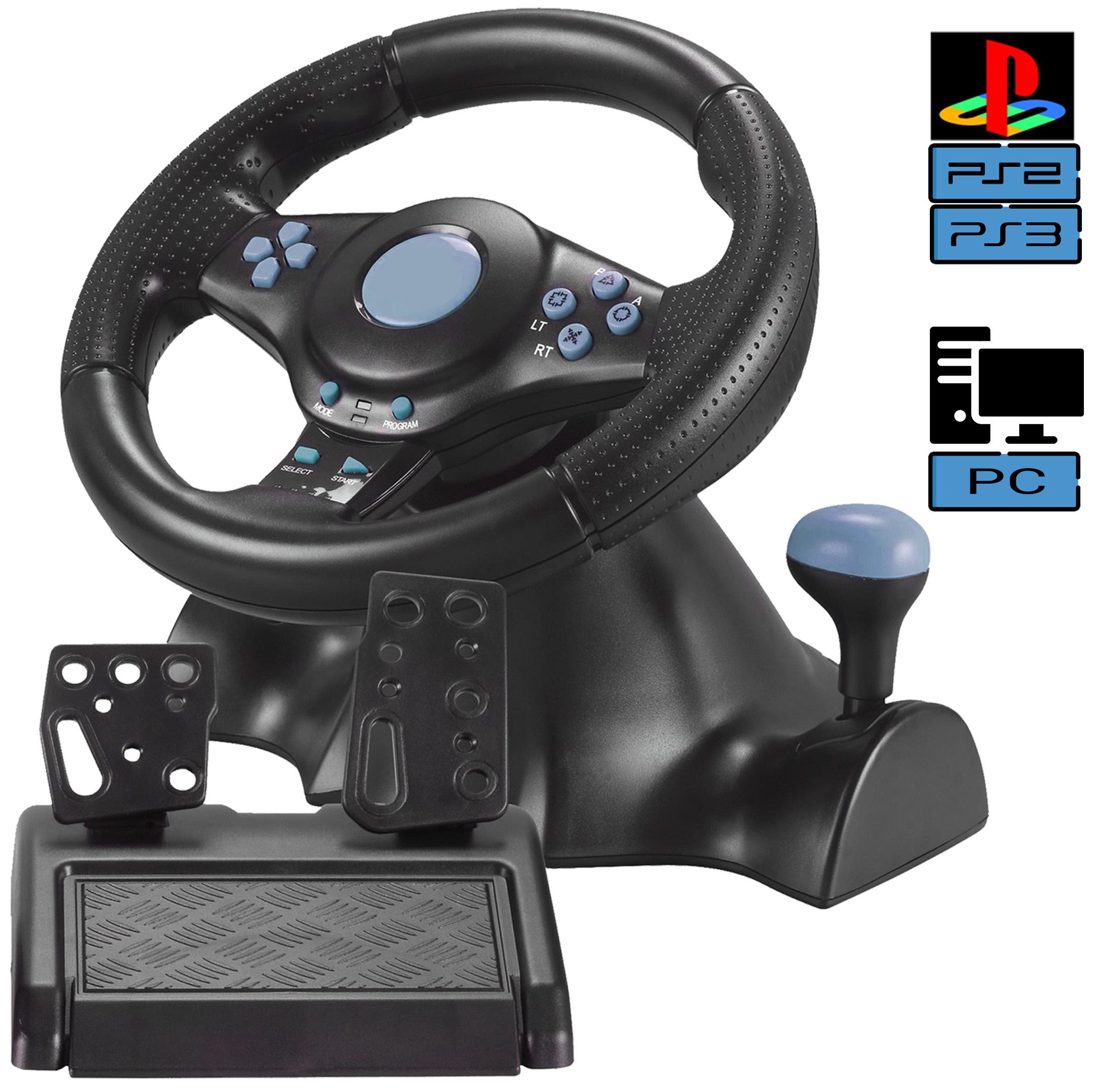 Игровой руль для ПК Vibration Steering wheel руль с педалями и коробкой .