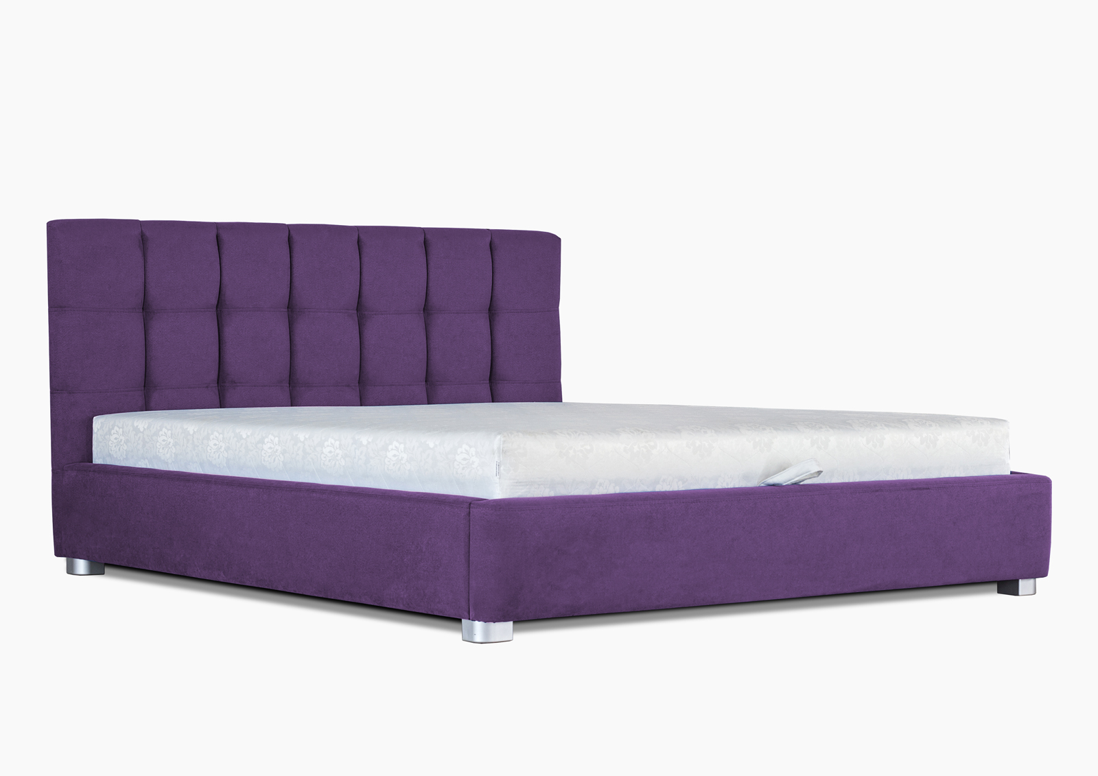 

Кровать полуторная с металлическим каркасом и мягким изголовьем из ДСП и ДВП 120х200 Верона обивка ткань фиолетовый Eurosof (без матраса и ниши)