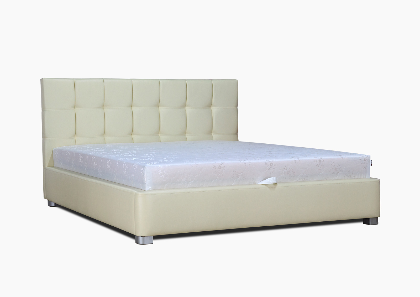 

Кровать двуспальная с подъемным механизмом и мягким изголовьем из ДСП и ДВП 180х200 Верона обивка ткань светло-бежевый Eurosof (с каркасом, без матраса)