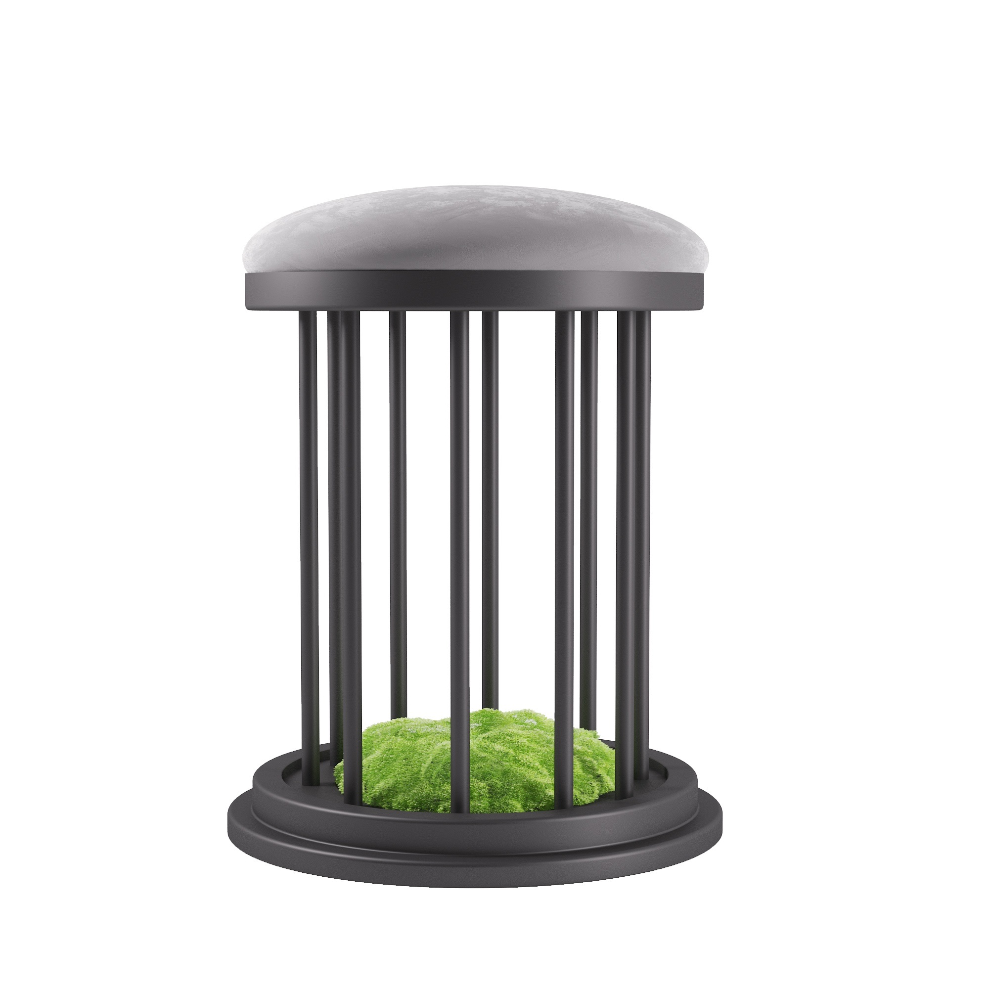 

Пуф в гостиную, спальню, офис, кухню, прихожую Central Park 5829-4 дерево, сталь черный/ткань серый, декор зеленый PikArt