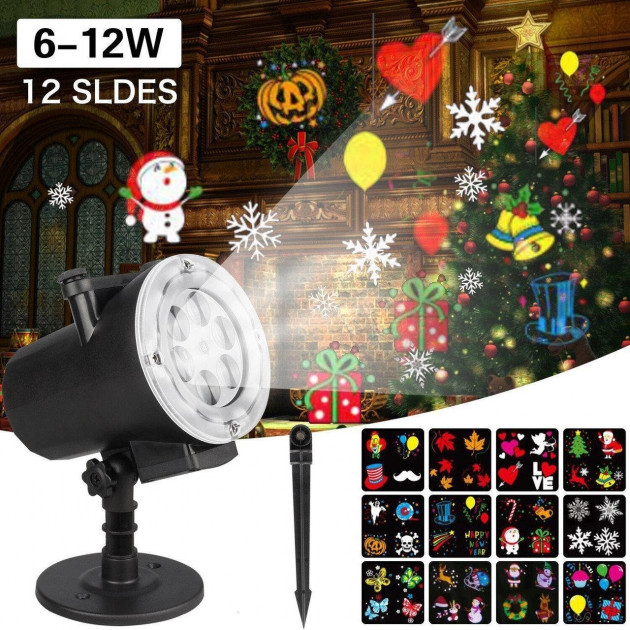 

Новогодний лазерный проектор с пультом Garden Projector Card праздничные проекции 12 слайдов