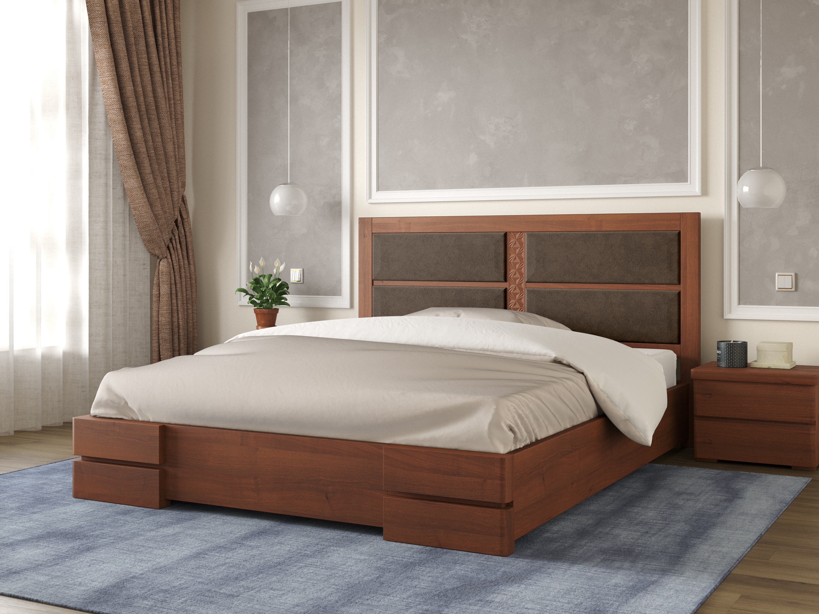 

Кровать Кардинал 1 Arbordrev (160*200) бук Орех + Boston 66