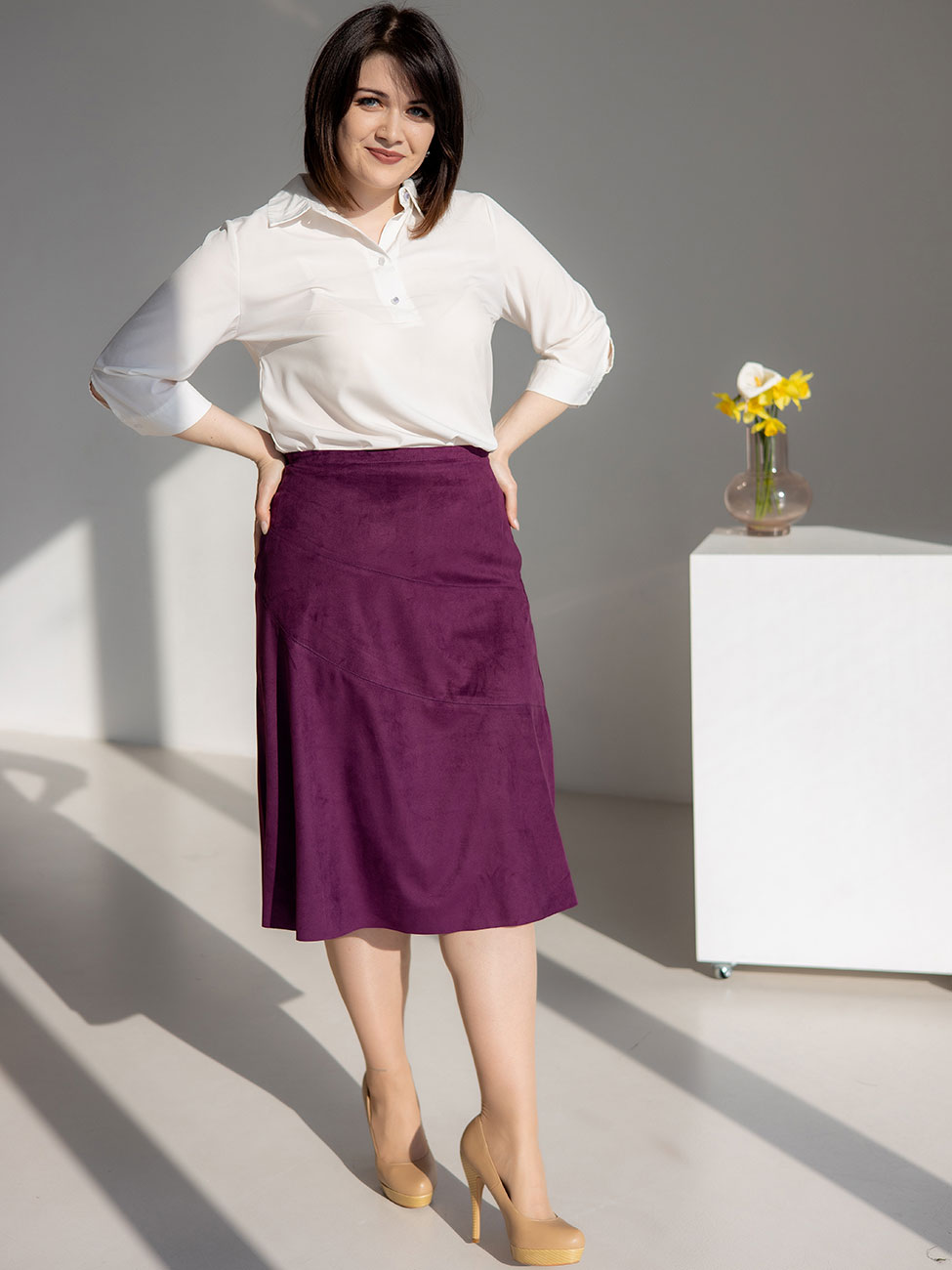 

Стильная замшевая юбка size+ Фіолетовий 3 XL Vikamoda 3245