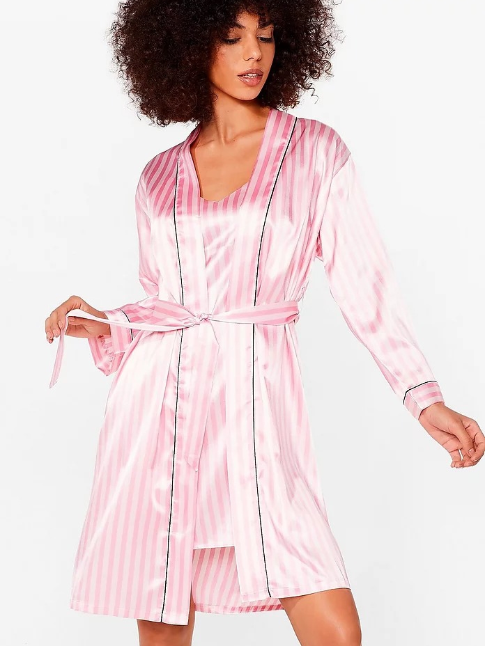 

Комплект (ночная рубашка + халат) Nasty Gal bh071100131 L/XL Розовый