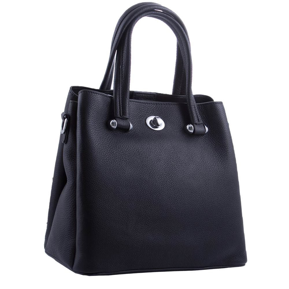 

Сумка женская кожаная на двух ручках NN21514 черная