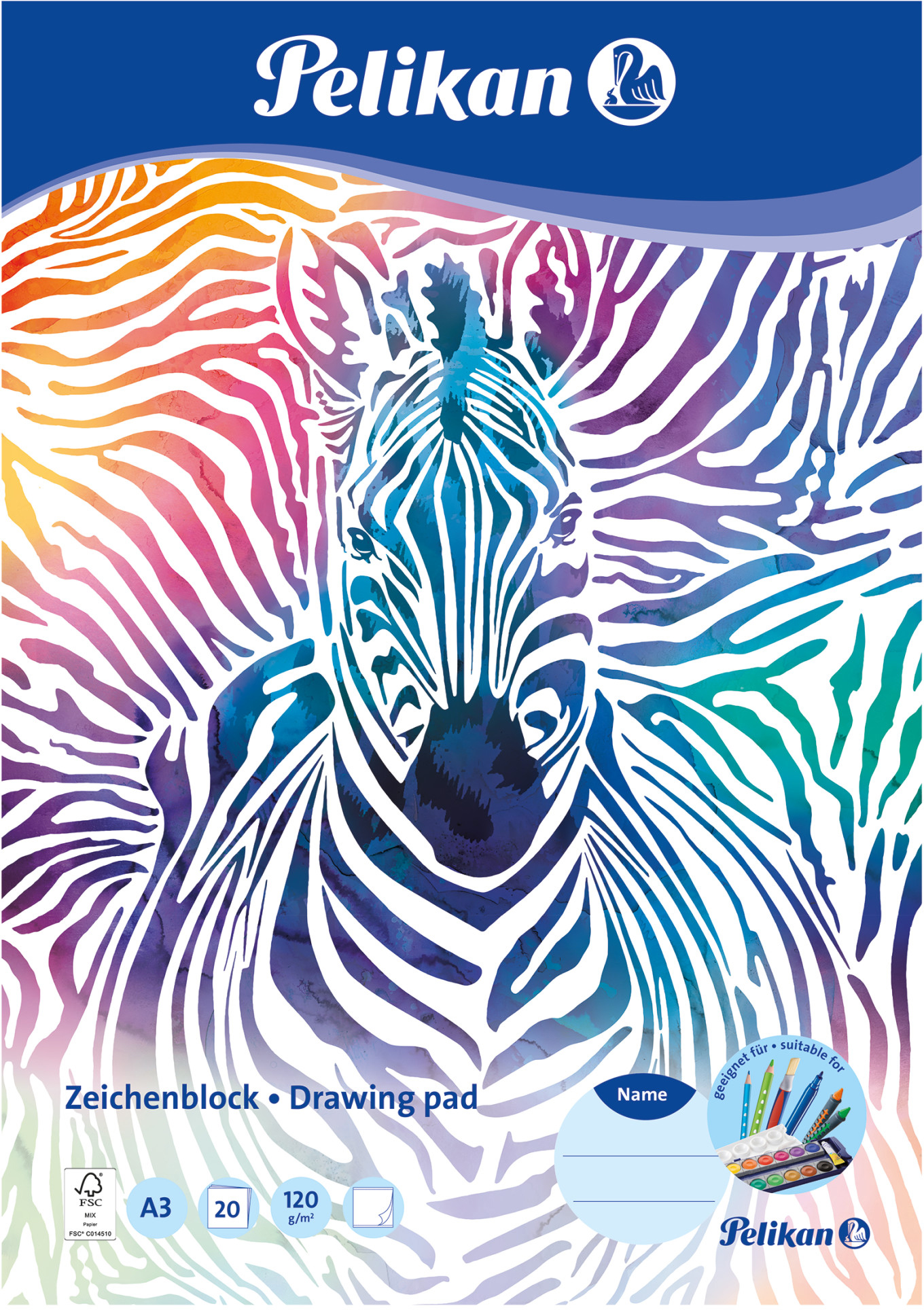 

Альбом для рисования Pelikan A3 20 листов 120 г Zebra (236799Z)