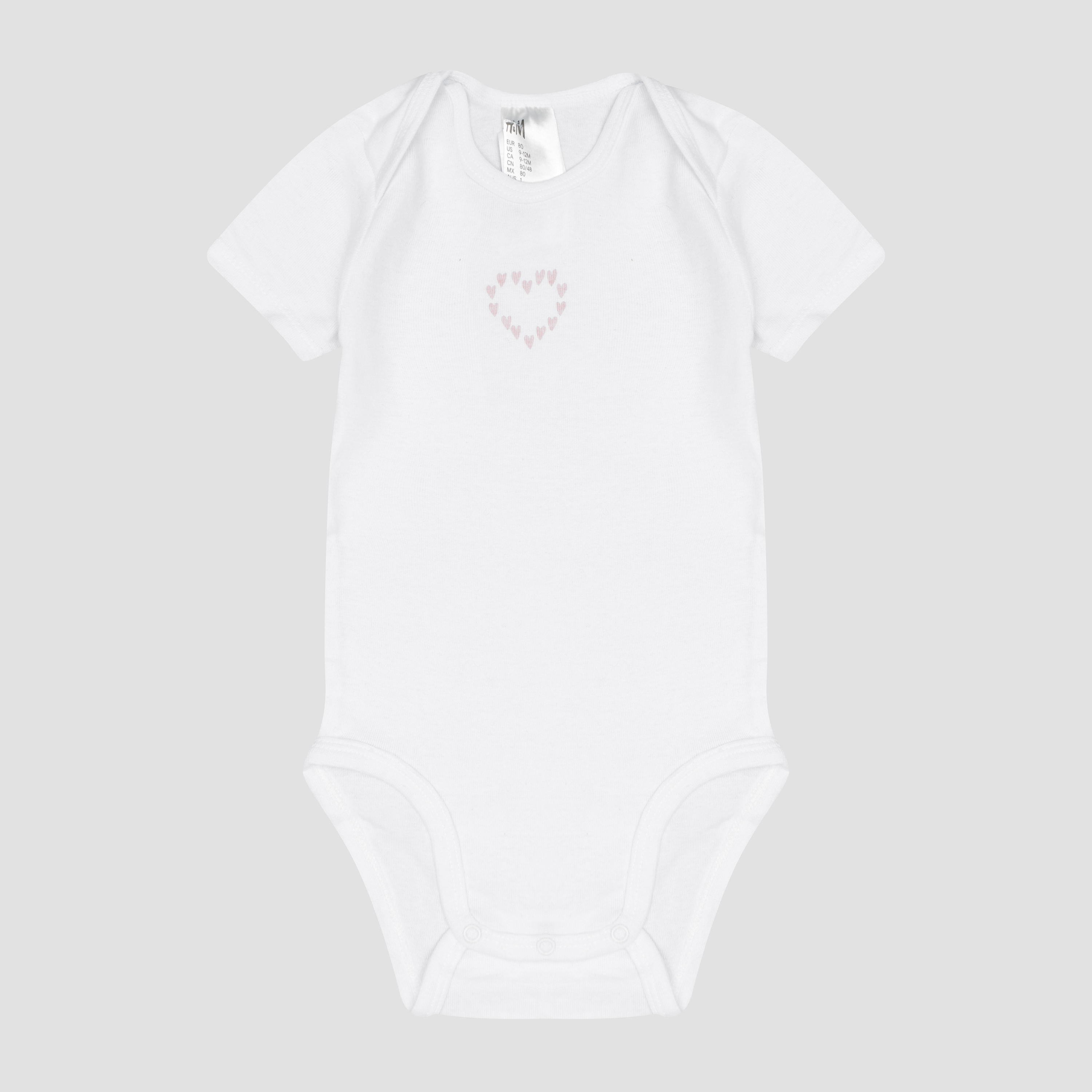 

Боди-футболка H&M 634036 80 см Белый/Сердце