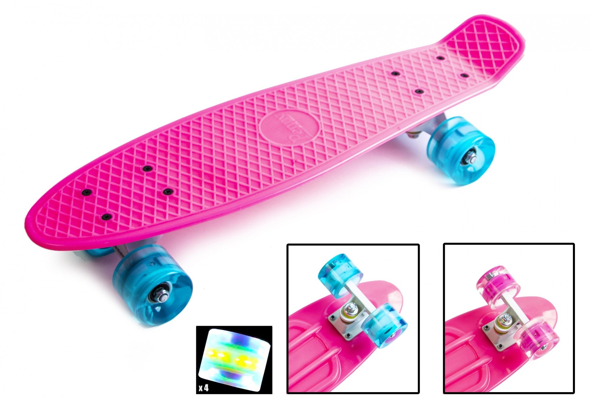 

Скейтборд Пенни борд Penny Board 22" PINK Розовый Светящиеся колеса