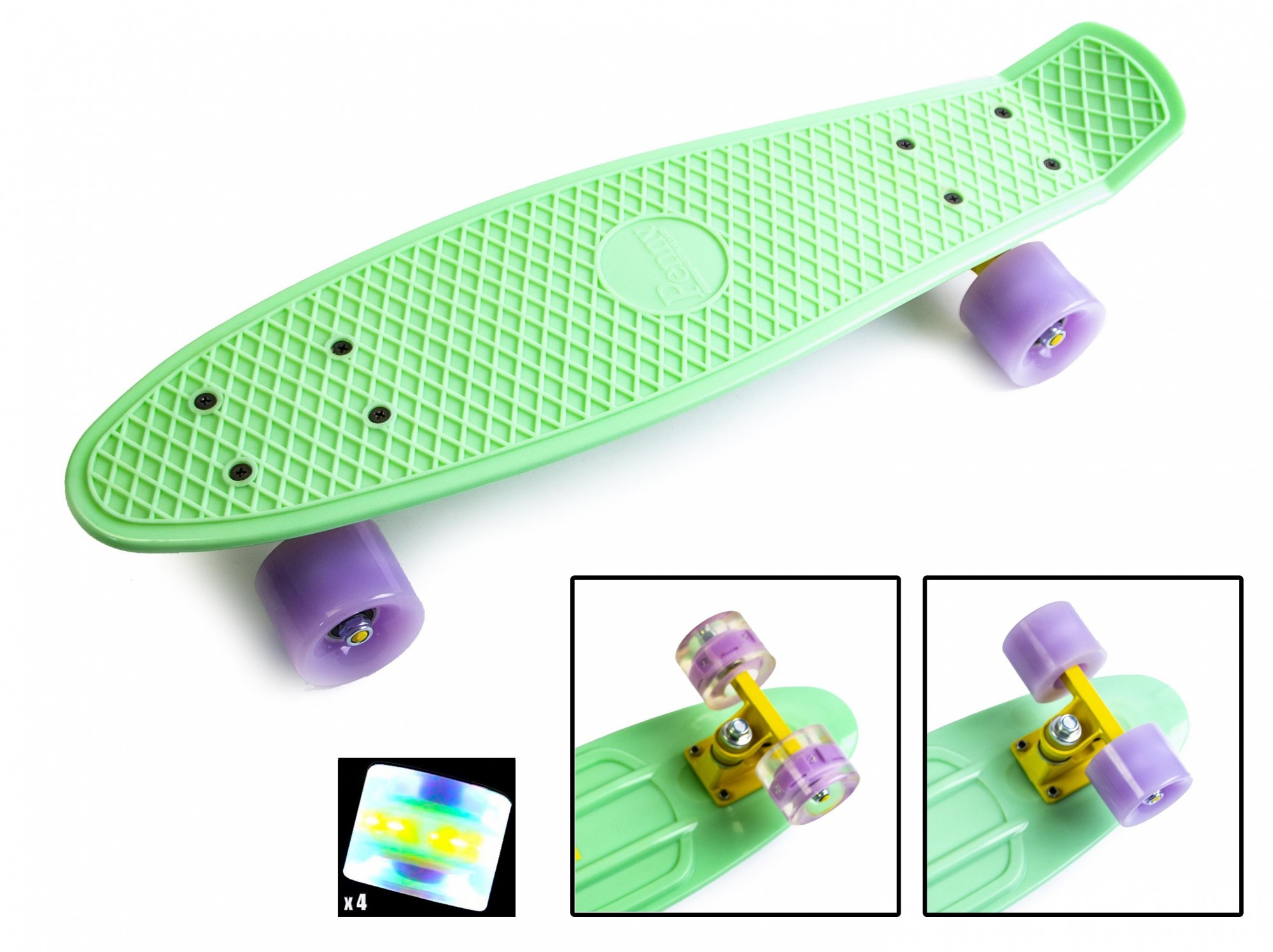 

Скейтборд Пенни борд Penny Board 22" Pastel Series Mint Мятный Светящиеся колеса