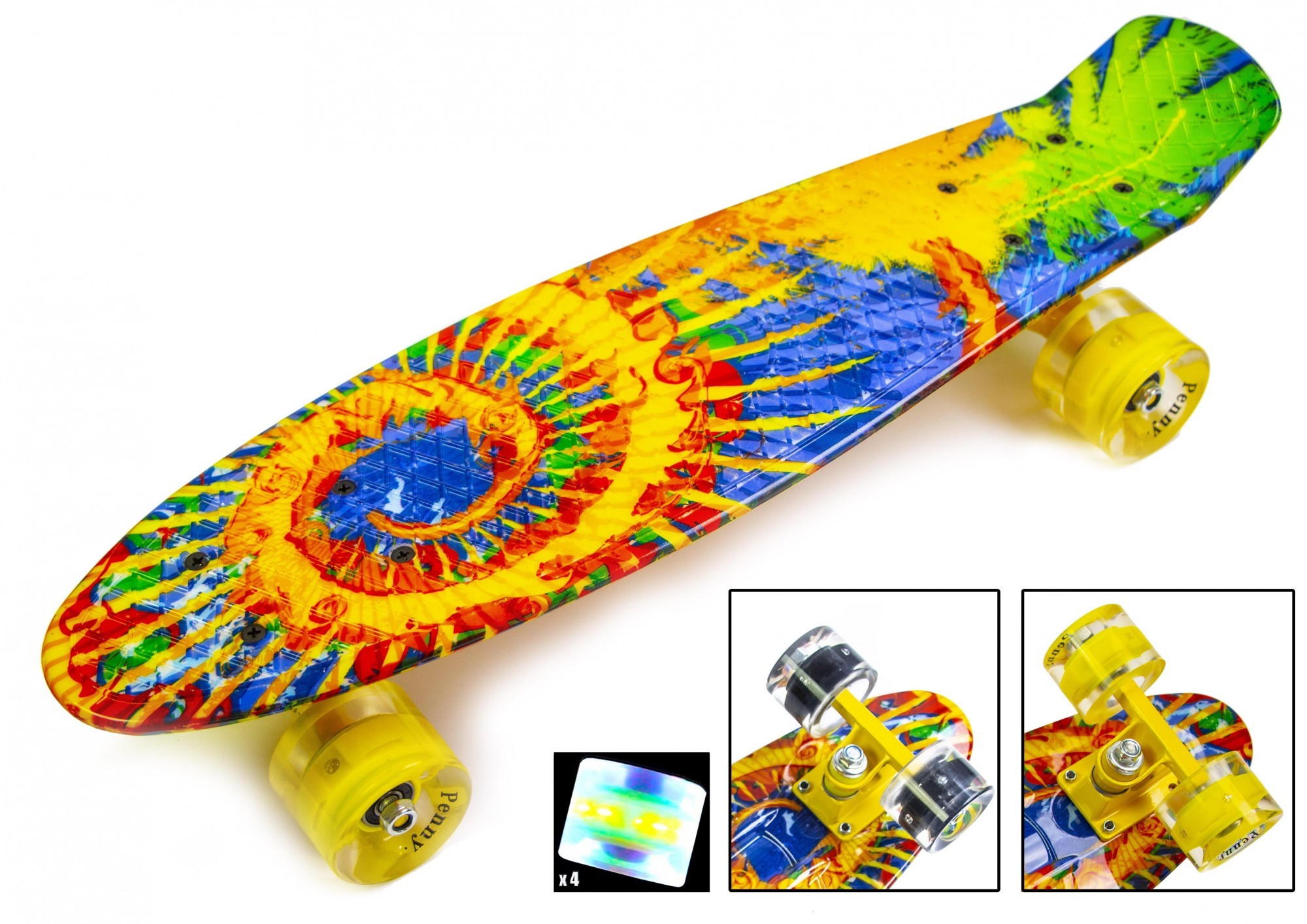 

Скейтборд Пенни борд Penny Board 22" SUNFLOWERS Светящиеся колеса